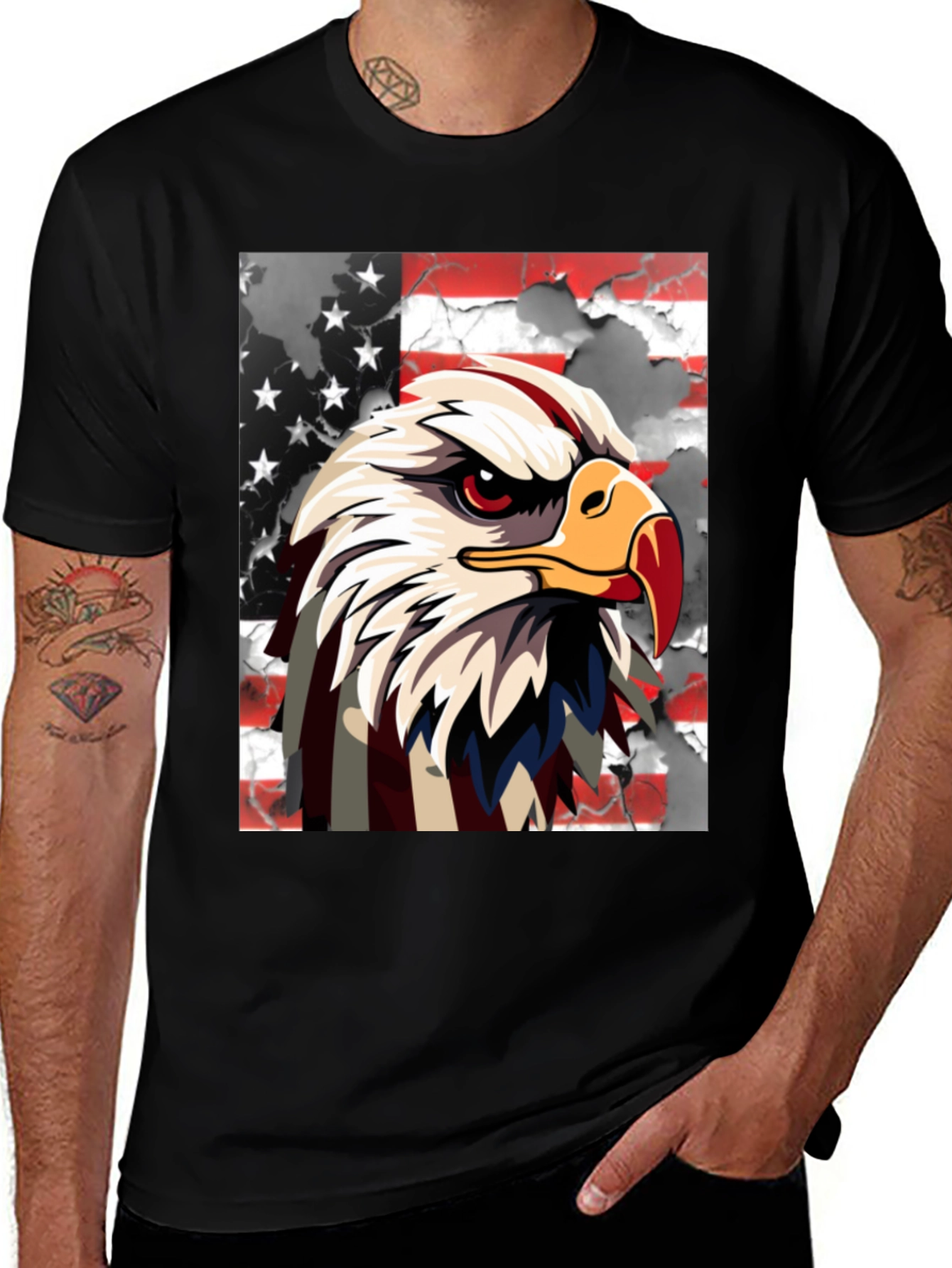 Camiseta Negra con Águila Americana