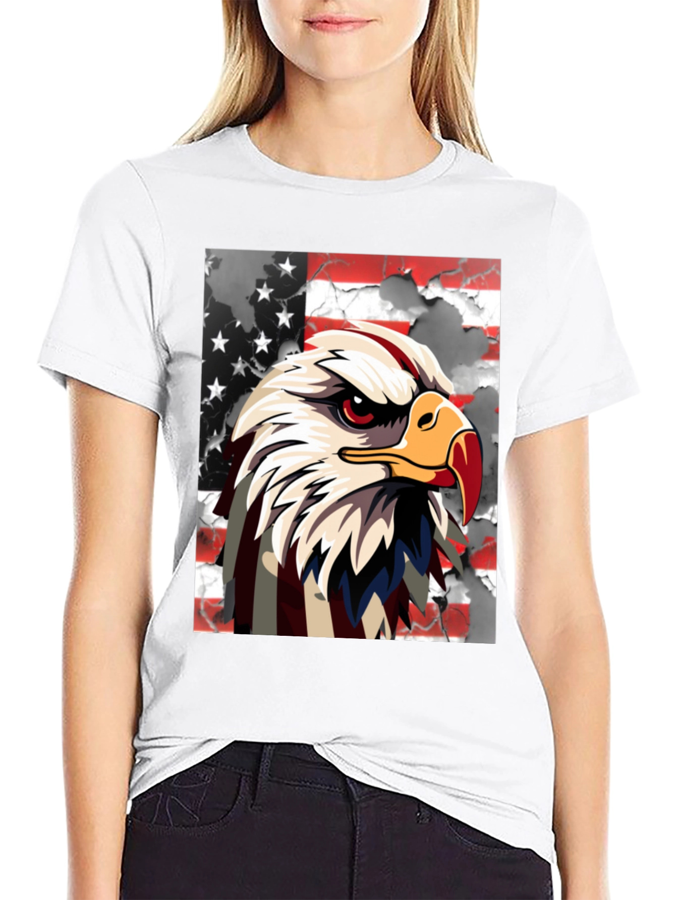 Camiseta Negra con Águila Americana