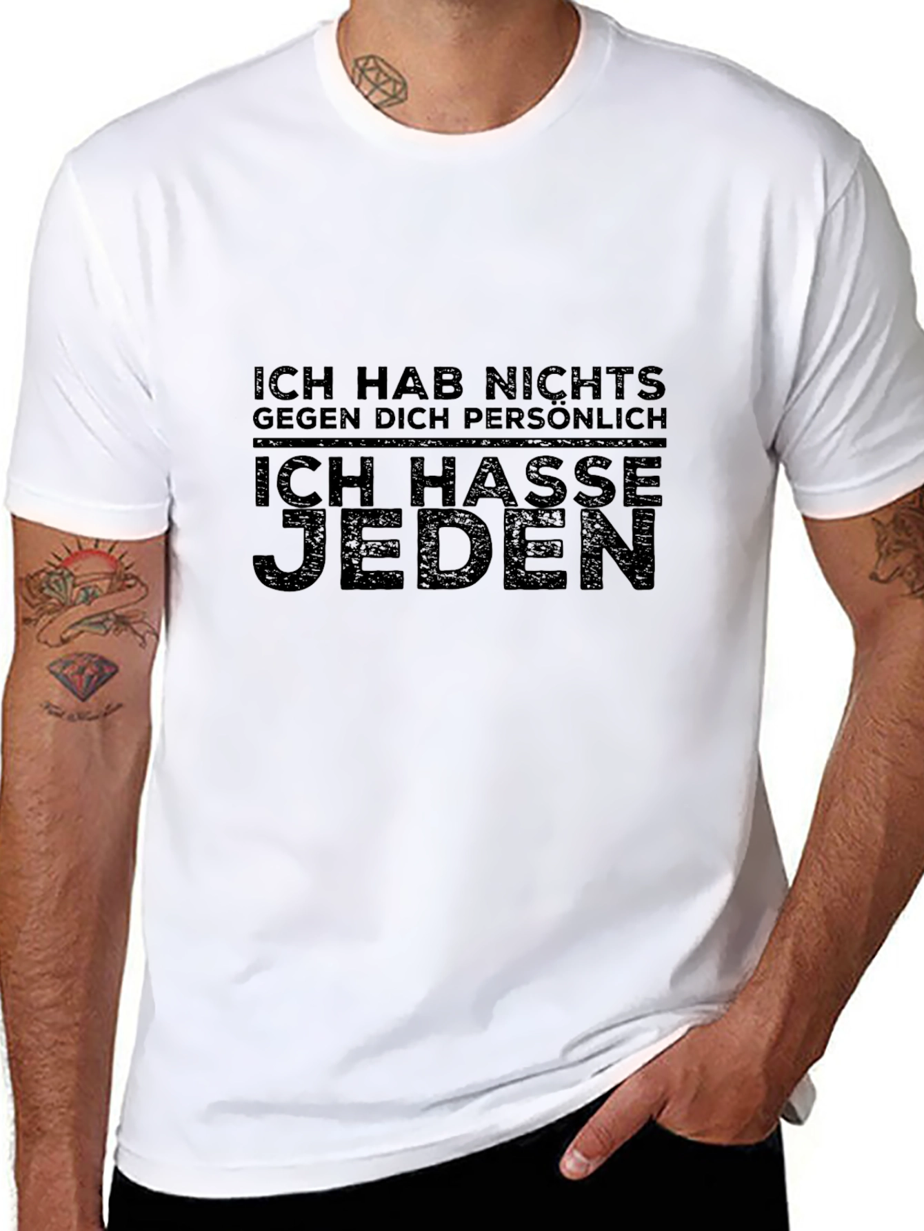 Camiseta Negra: Ich Hasse Jeden