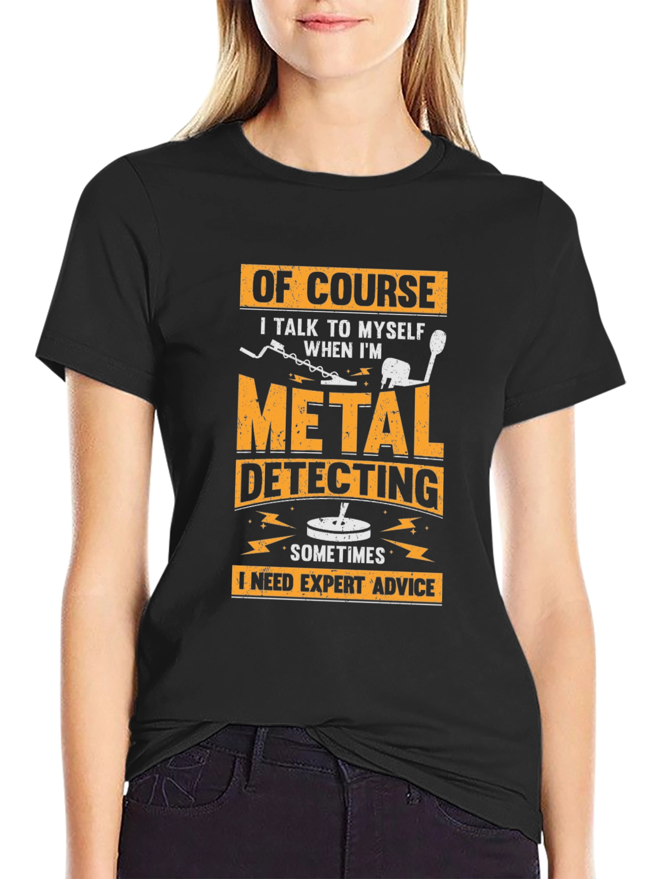 Camiseta Negra con Diseño de Detector de Metales