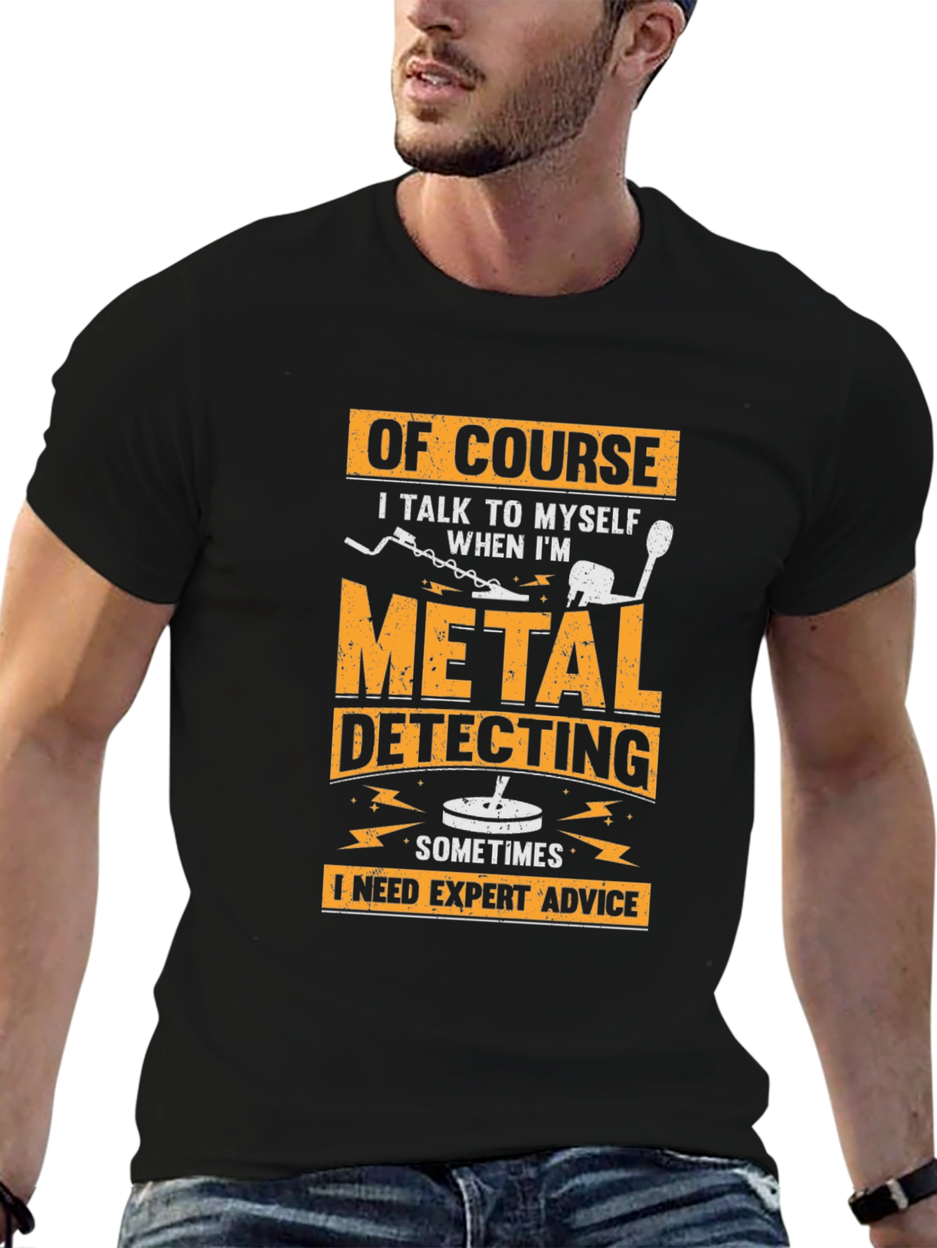 Camiseta Negra con Diseño de Detector de Metales