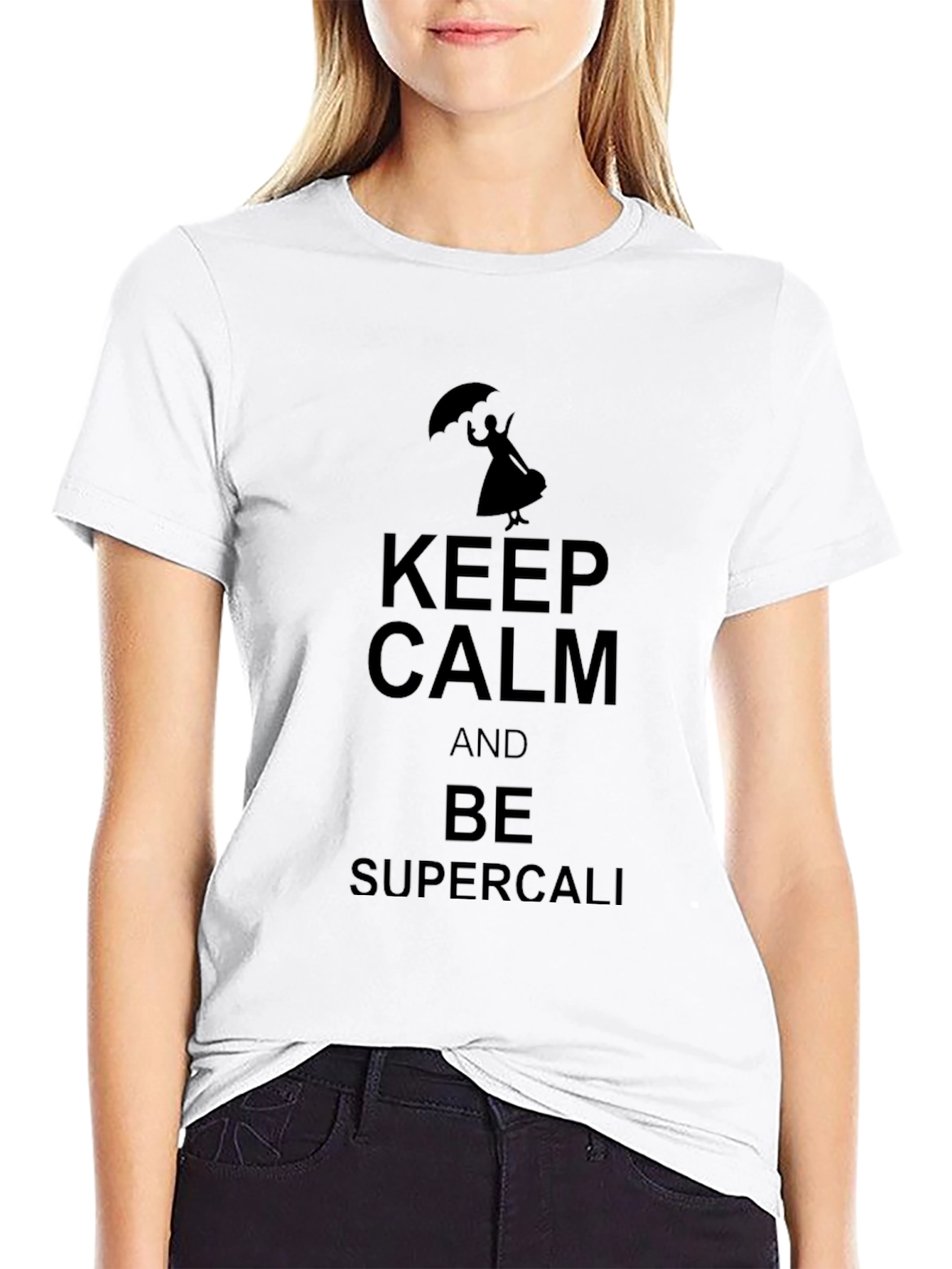 Camiseta Negra: Keep Calm y Supercali