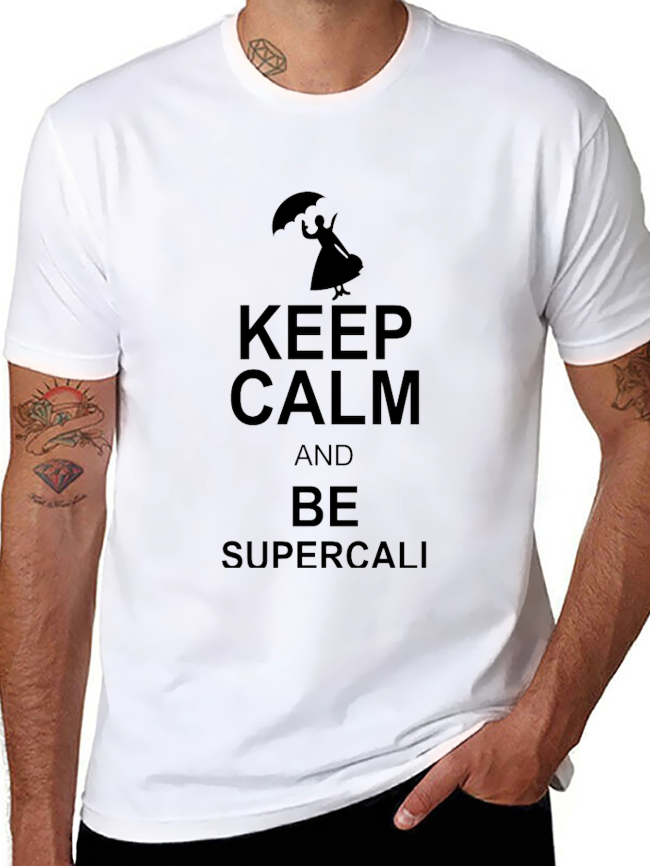 Camiseta Negra: Keep Calm y Supercali