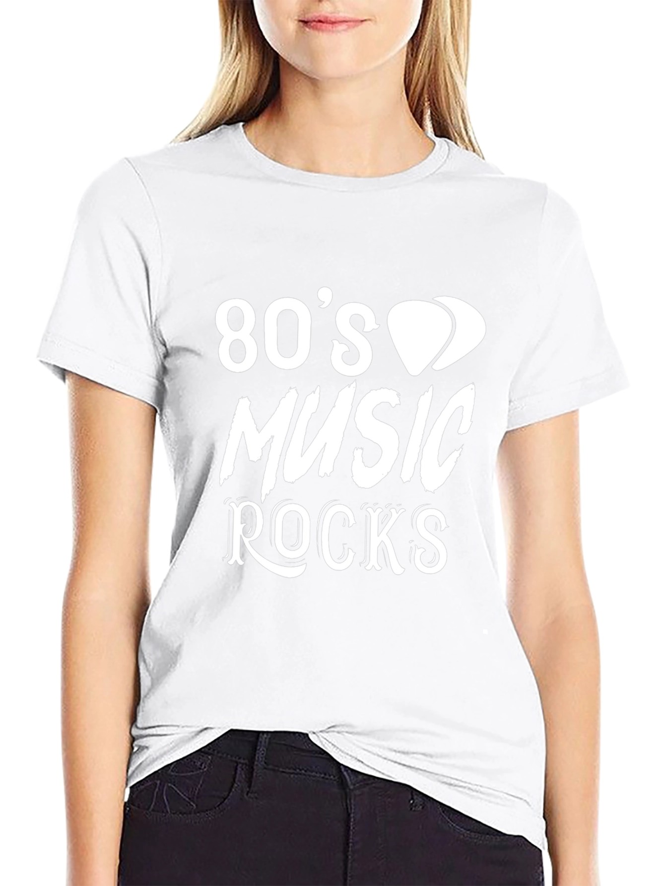 Camiseta Negra Estilo 80s Música Rocks