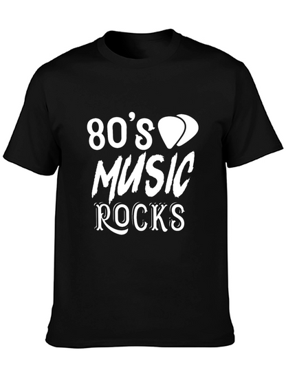 Camiseta Negra Estilo 80s Música Rocks