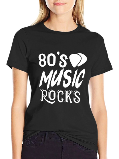 Camiseta Negra Estilo 80s Música Rocks