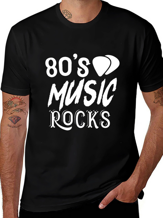 Camiseta Negra Estilo 80s Música Rocks