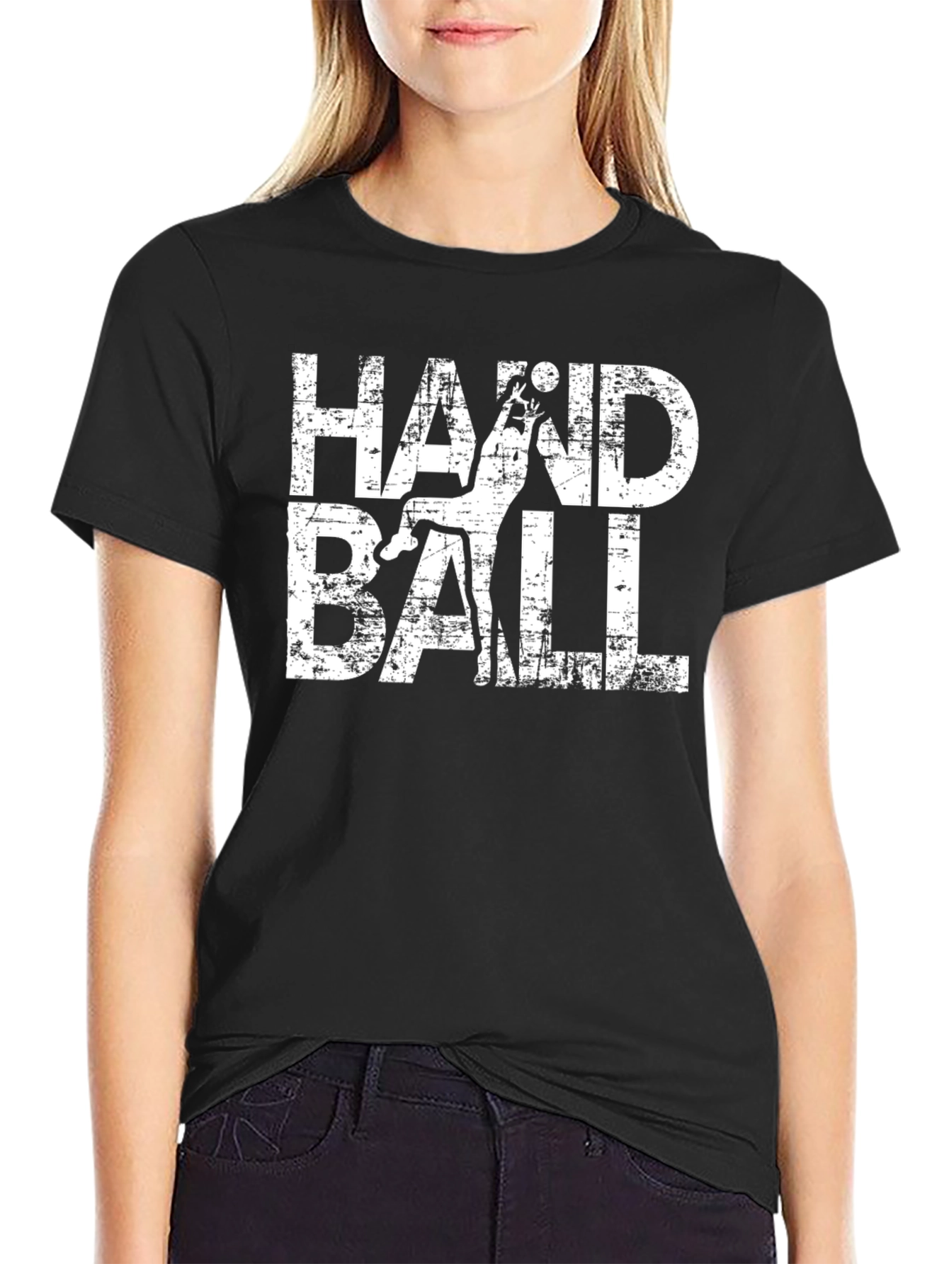 Camiseta Negra Handball Estilo Grunge