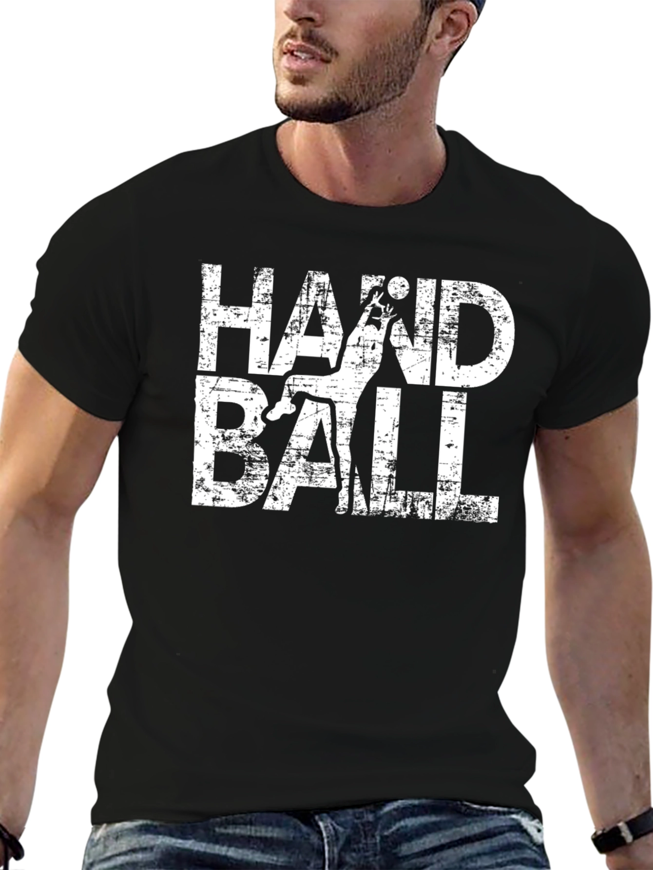 Camiseta Negra Handball Estilo Grunge