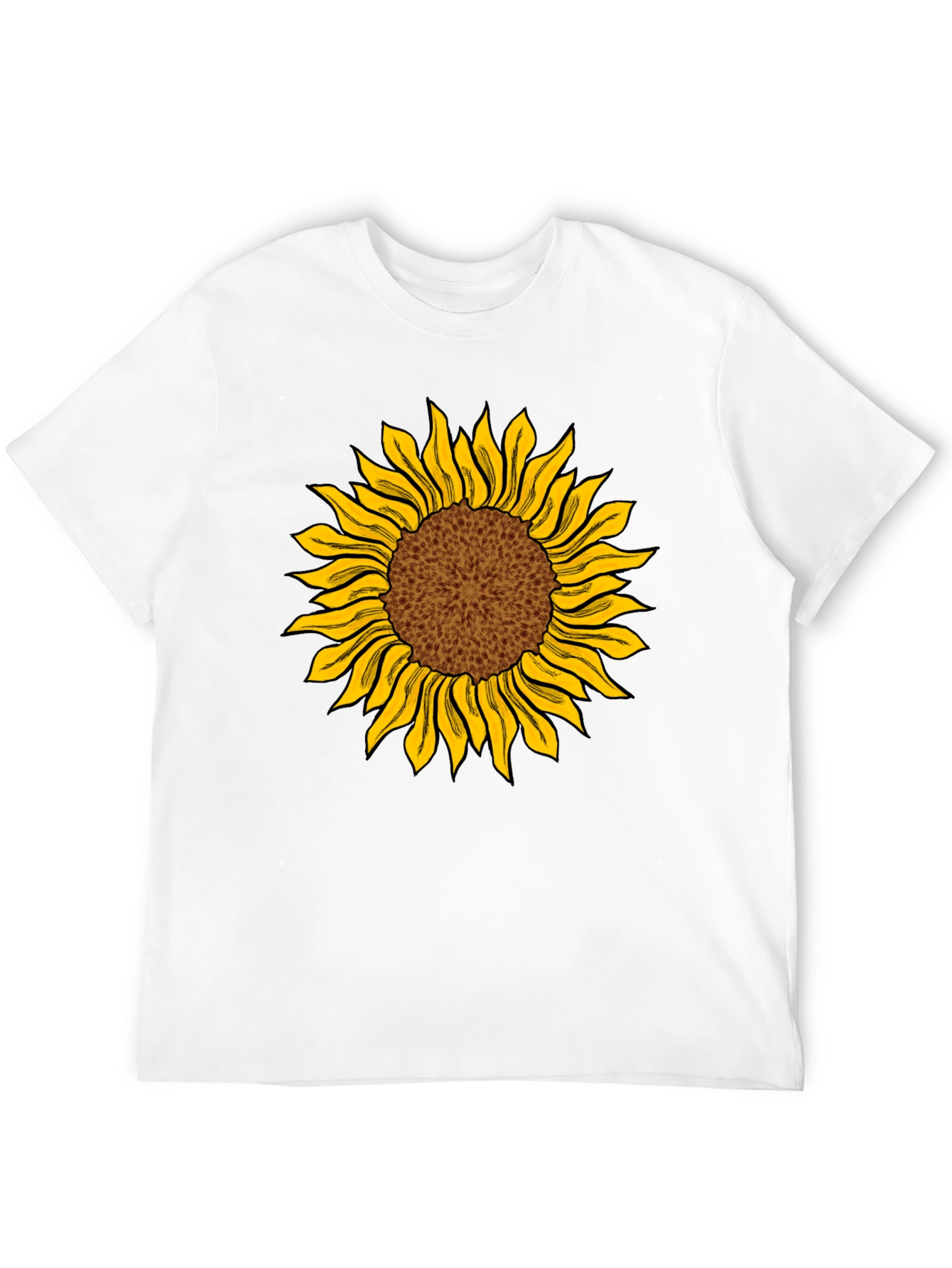 Camiseta Negra con Girasol Estampado