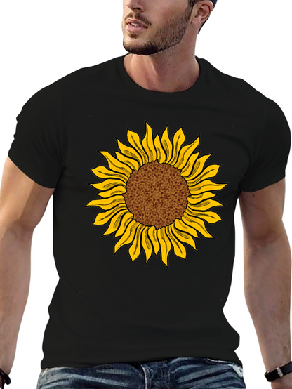 Camiseta Negra con Girasol Estampado