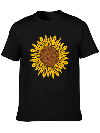 Camiseta Negra con Girasol Estampado