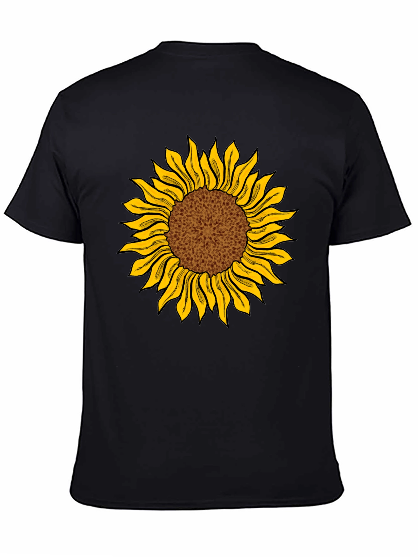Camiseta Negra con Girasol Estampado
