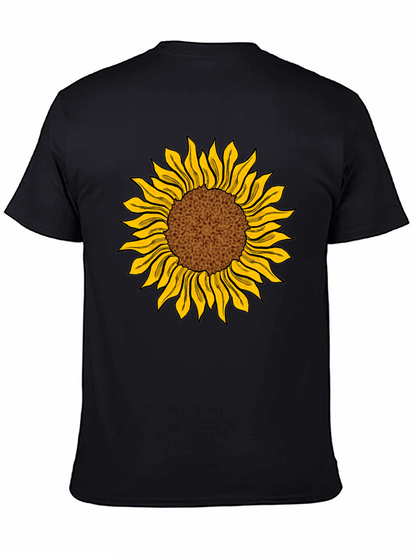 Camiseta Negra con Girasol Estampado
