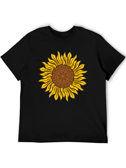 Camiseta Negra con Girasol Estampado