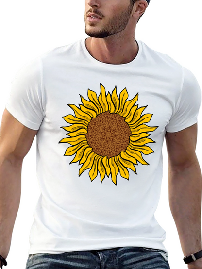 Camiseta Negra con Girasol Estampado