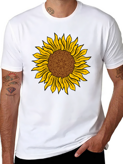 Camiseta Negra con Girasol Estampado