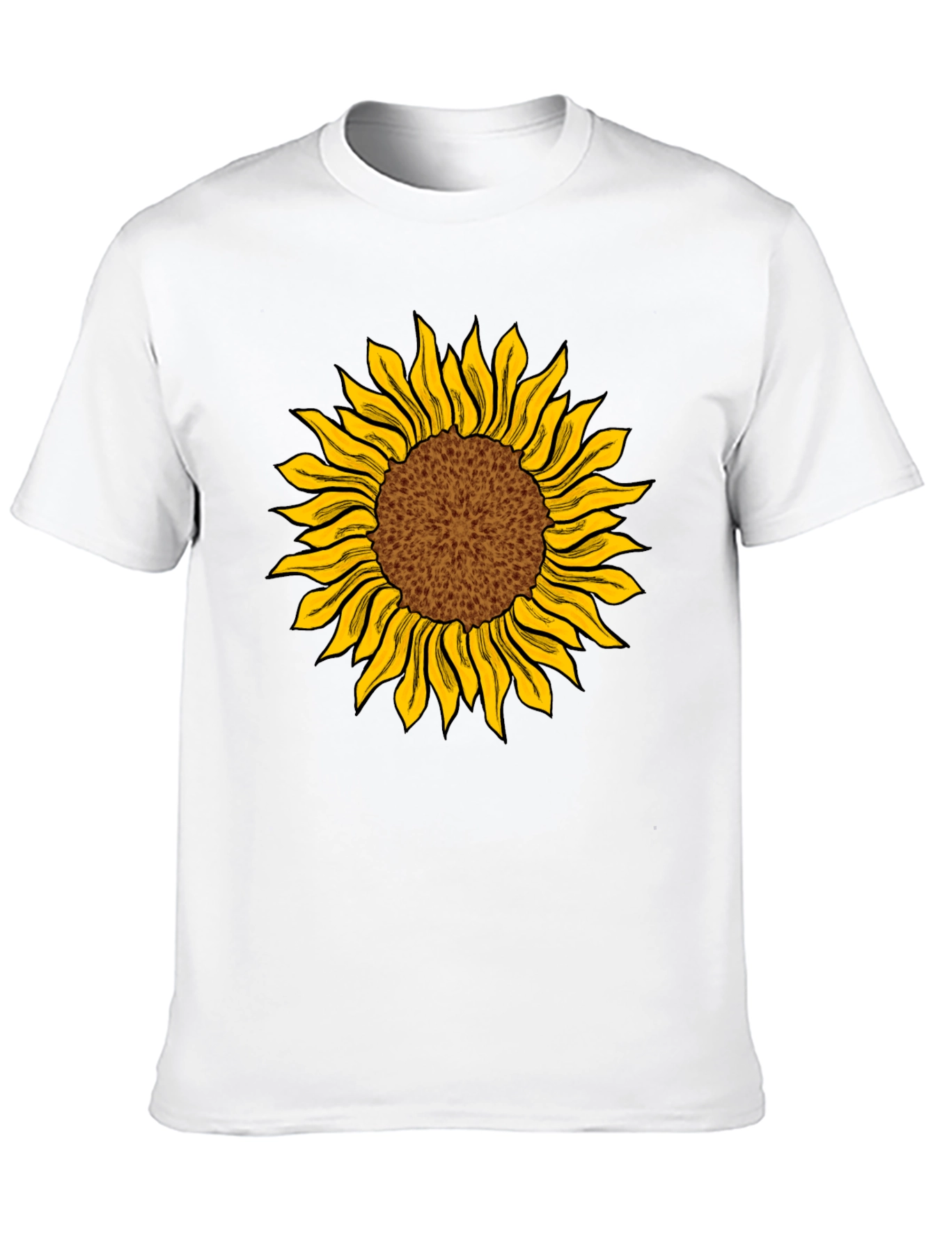 Camiseta Negra con Girasol Estampado