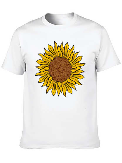Camiseta Negra con Girasol Estampado