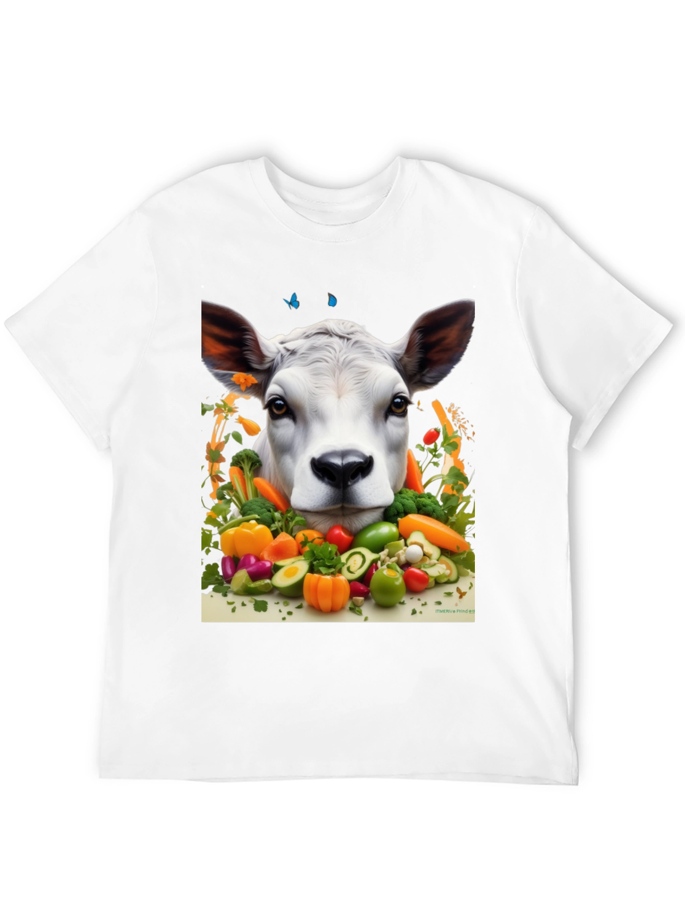 Camiseta Negra con Diseño de Vaca Vegana