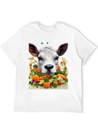 Camiseta Negra con Diseño de Vaca Vegana