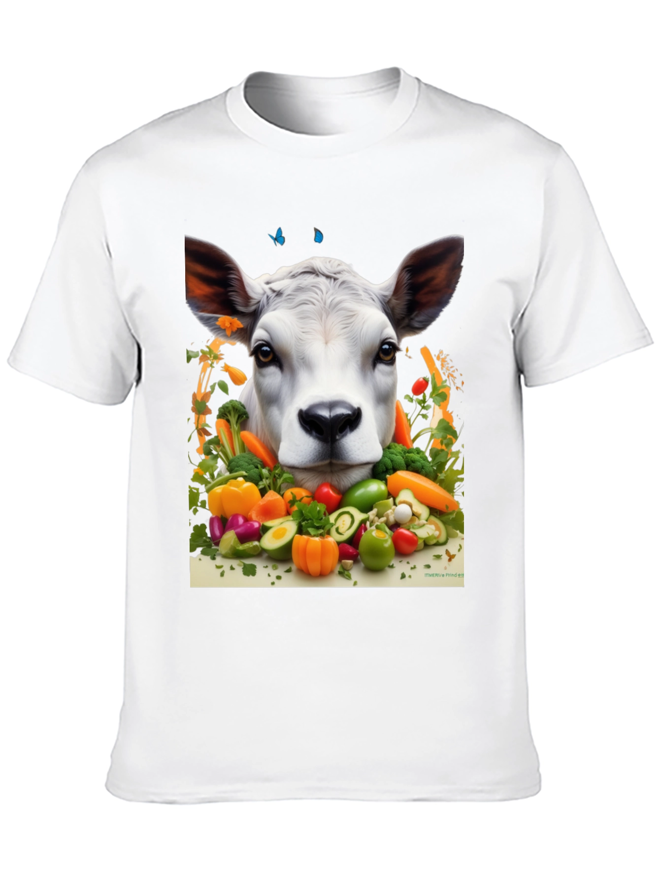 Camiseta Negra con Diseño de Vaca Vegana