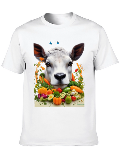 Camiseta Negra con Diseño de Vaca Vegana