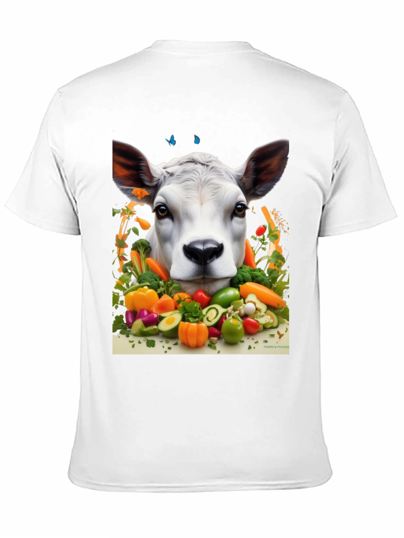 Camiseta Negra con Diseño de Vaca Vegana
