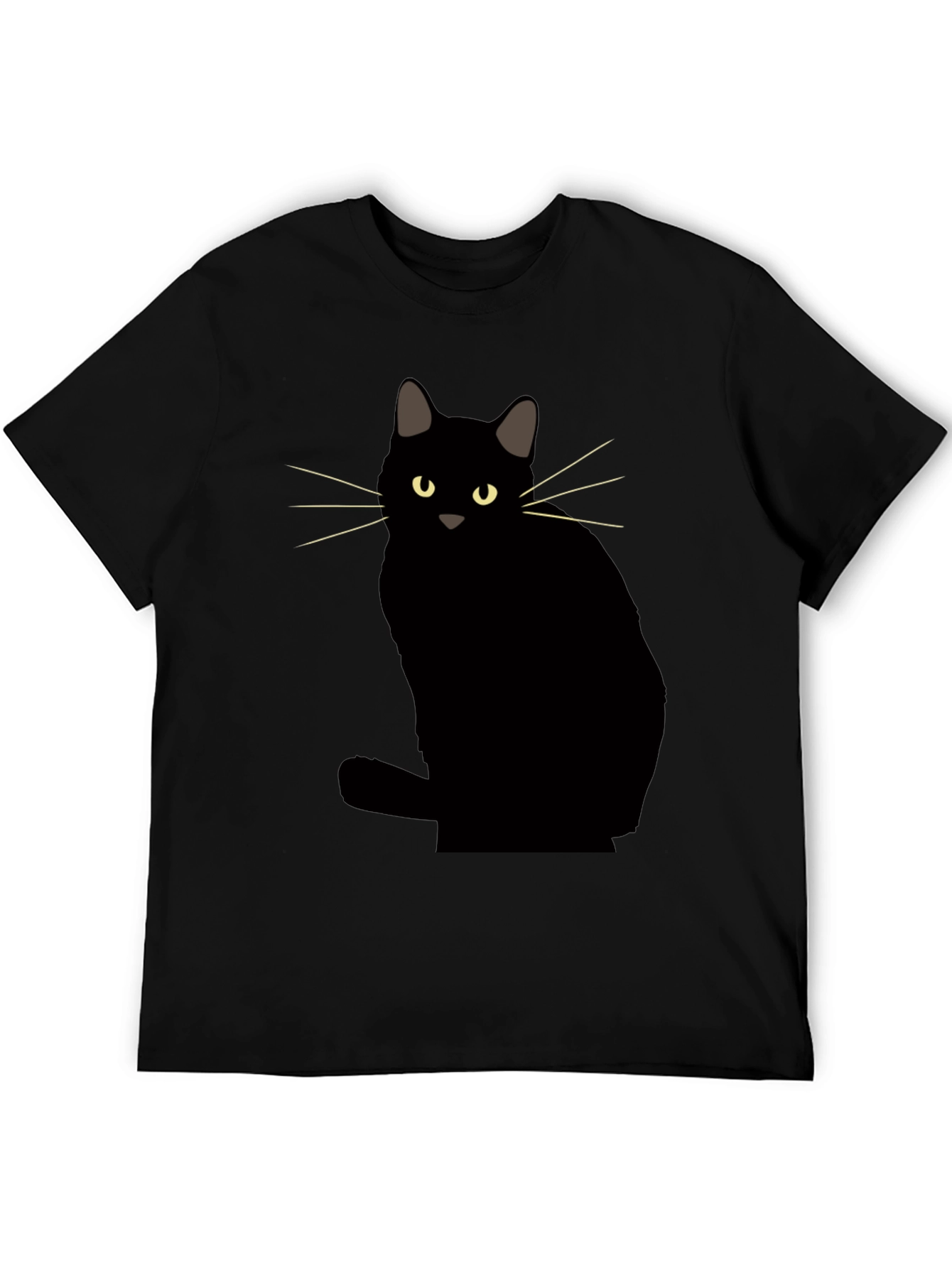 Camiseta Negra con Diseño de Gato