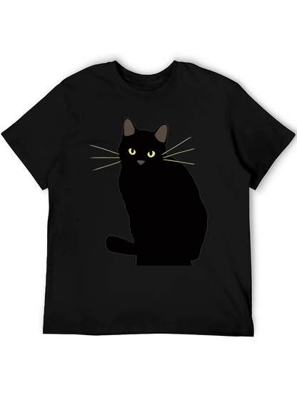 Camiseta Negra con Diseño de Gato
