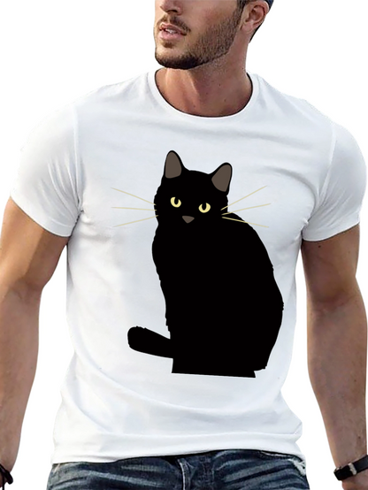 Camiseta Negra con Diseño de Gato