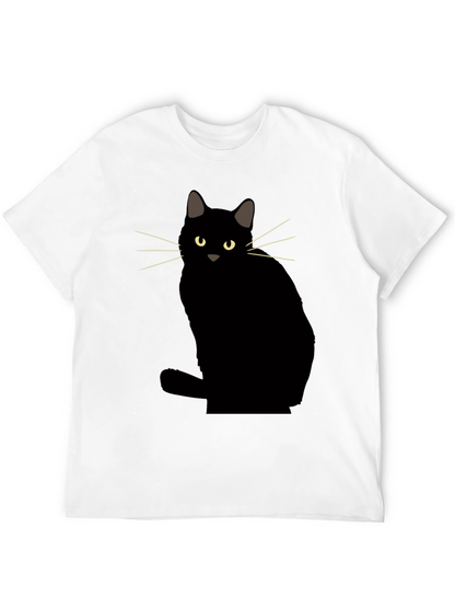 Camiseta Negra con Diseño de Gato