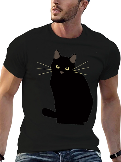 Camiseta Negra con Diseño de Gato