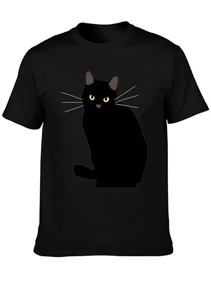Camiseta Negra con Diseño de Gato