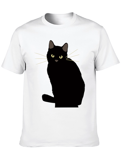 Camiseta Negra con Diseño de Gato