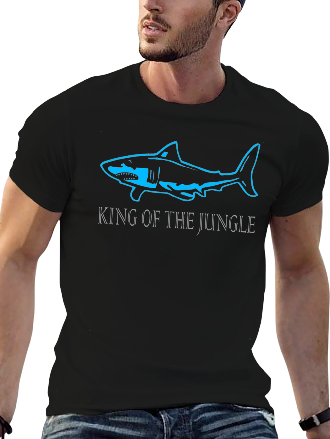 Camiseta Negra Tiburón Rey de la Jungla