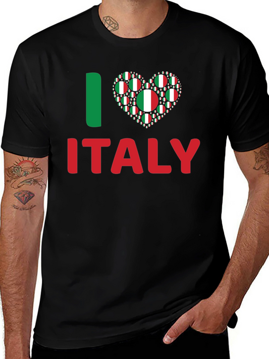 Camiseta Negra Amo Italia con Diseño de Corazón