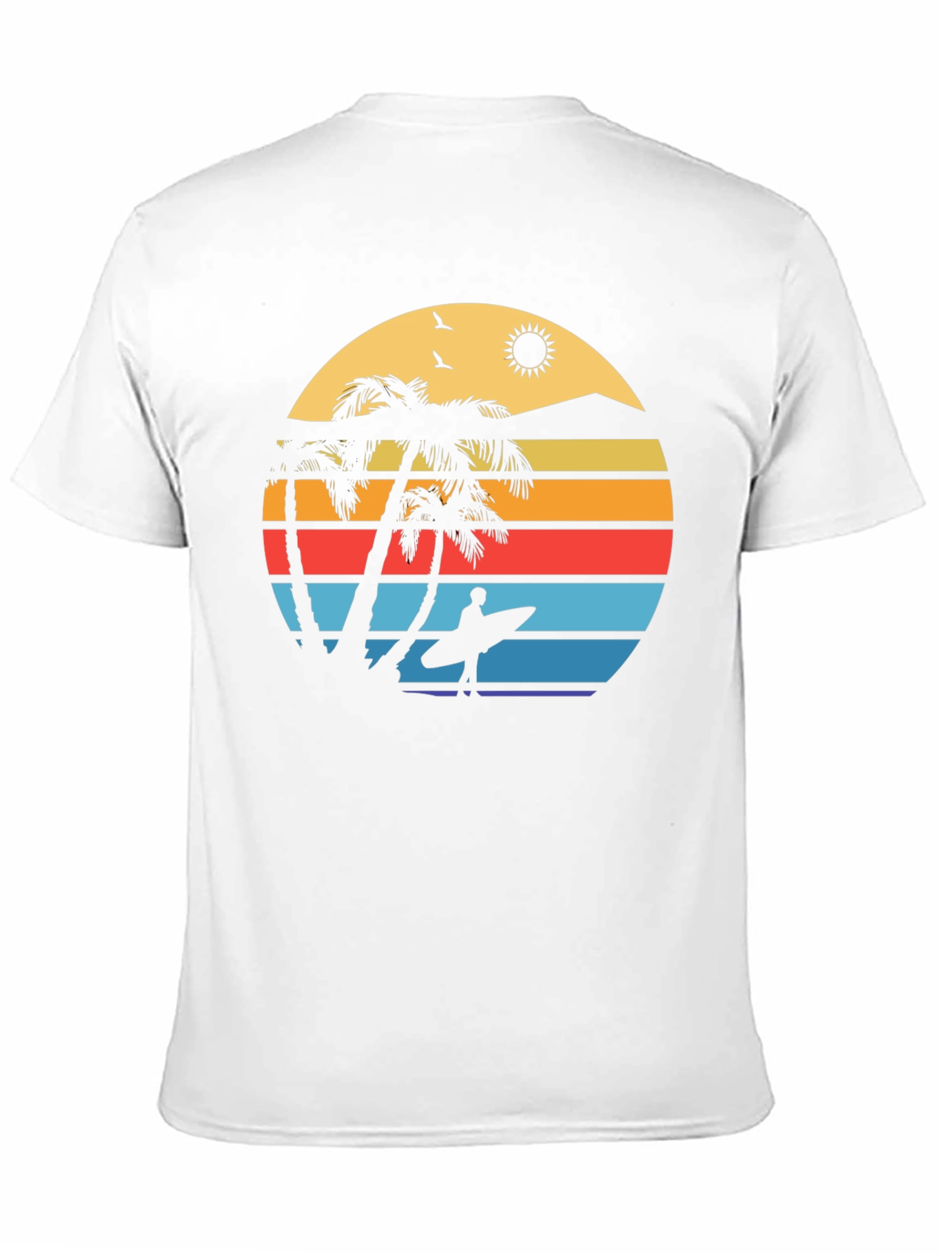 Camiseta Negra con Diseño Retro de Playa