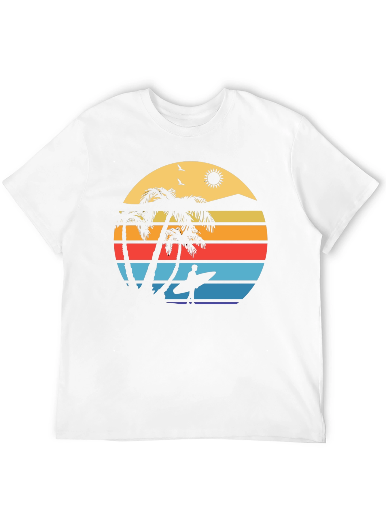 Camiseta Negra con Diseño Retro de Playa