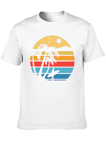 Camiseta Negra con Diseño Retro de Playa