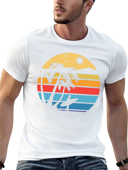 Camiseta Negra con Diseño Retro de Playa
