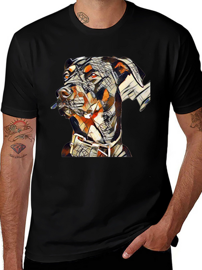 Camiseta Negra con Diseño Abstracto de Doberman