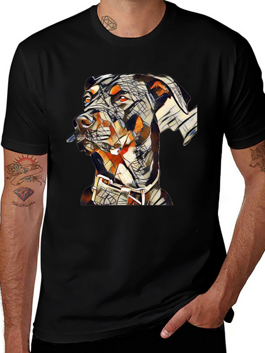 Camiseta Negra con Diseño Abstracto de Doberman