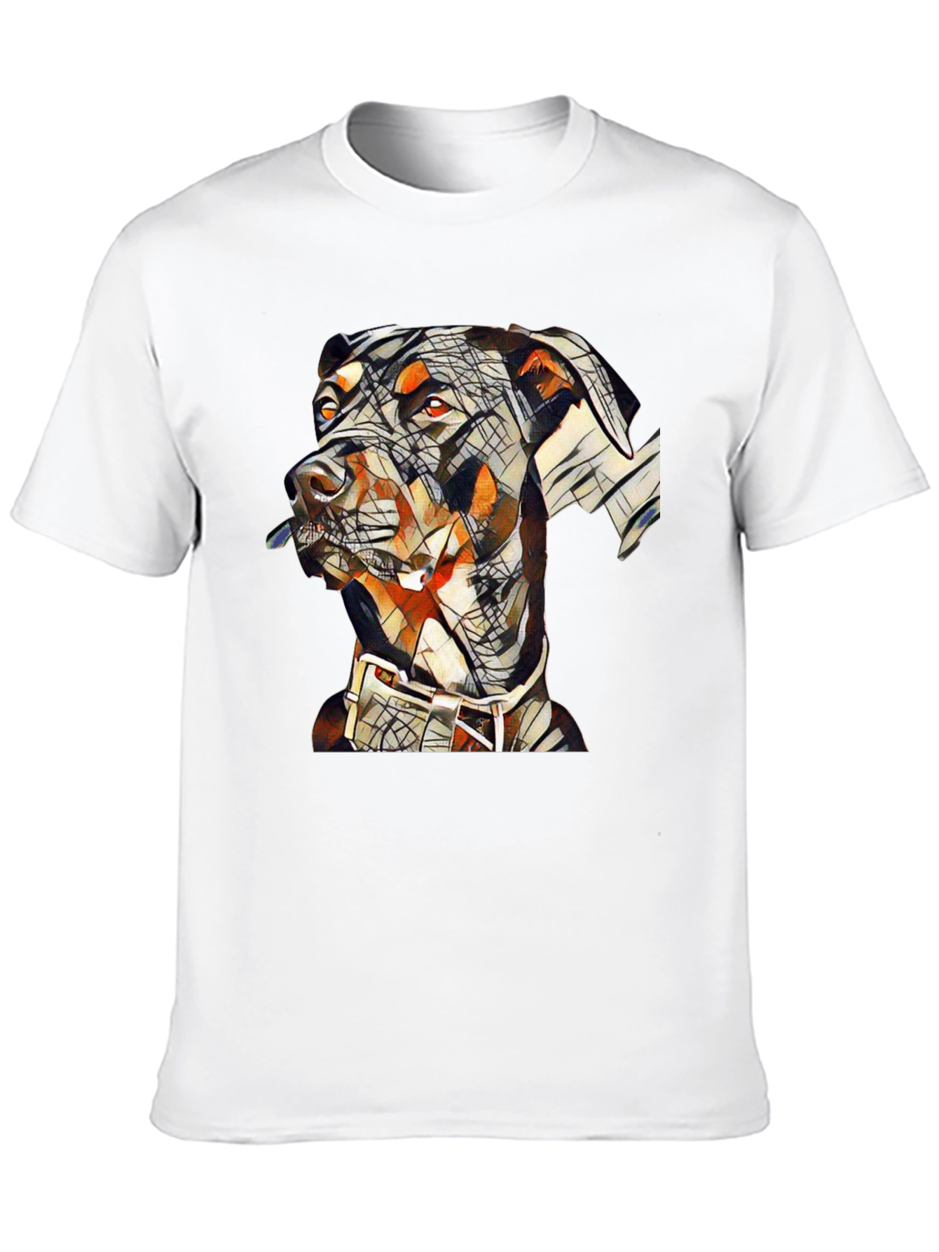 Camiseta Negra con Diseño Abstracto de Doberman