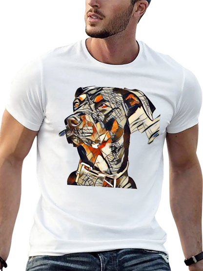 Camiseta Negra con Diseño Abstracto de Doberman