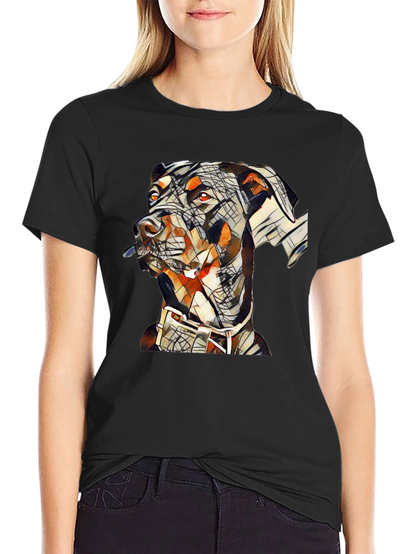 Camiseta Negra con Diseño Abstracto de Doberman