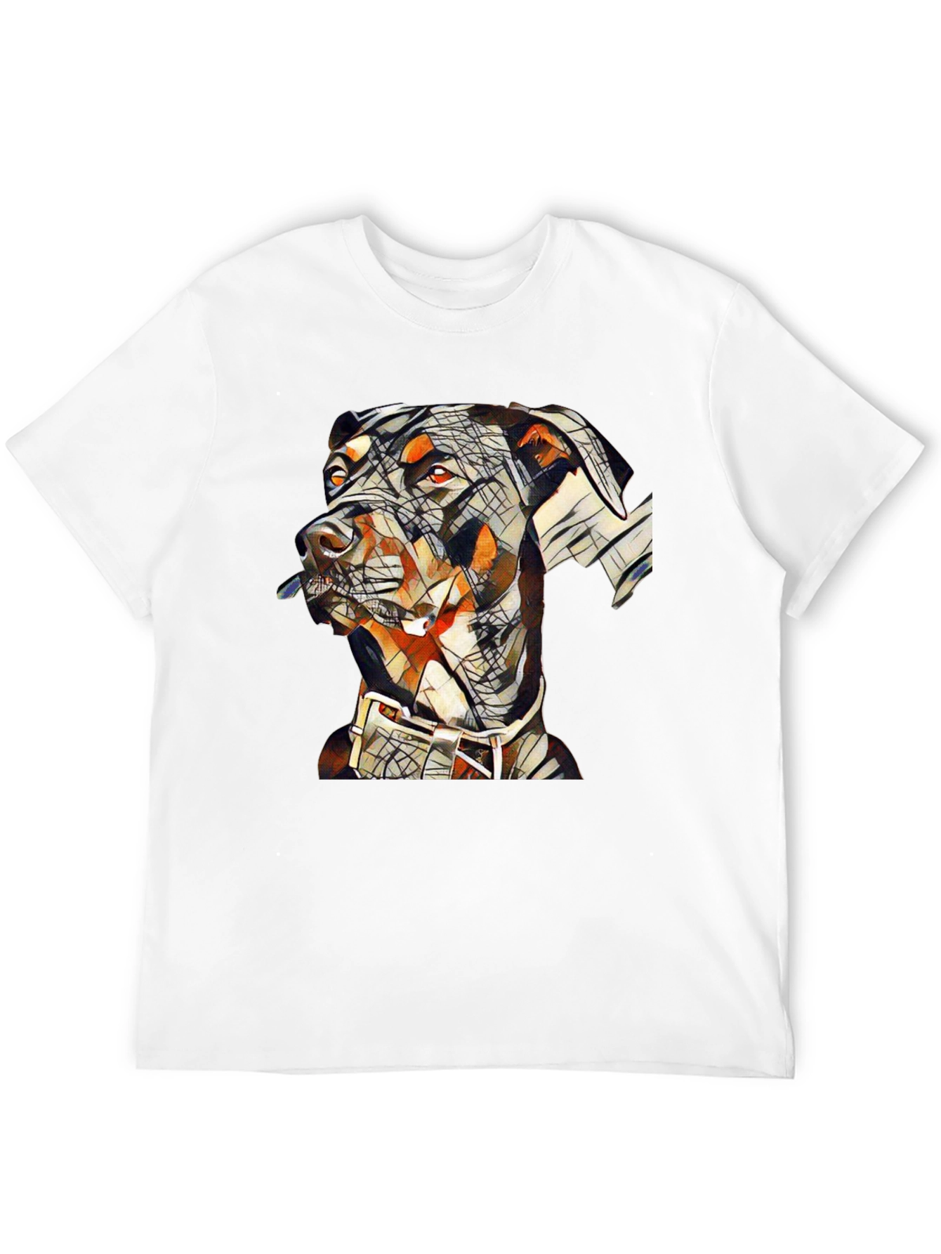 Camiseta Negra con Diseño Abstracto de Doberman