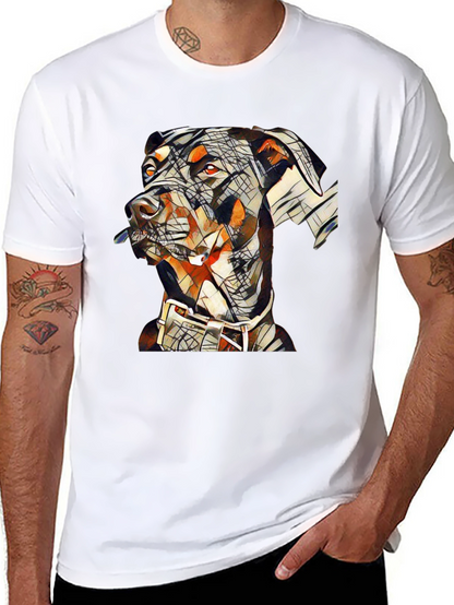 Camiseta Negra con Diseño Abstracto de Doberman