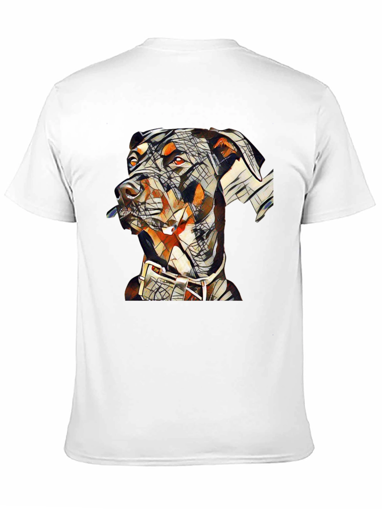 Camiseta Negra con Diseño Abstracto de Doberman