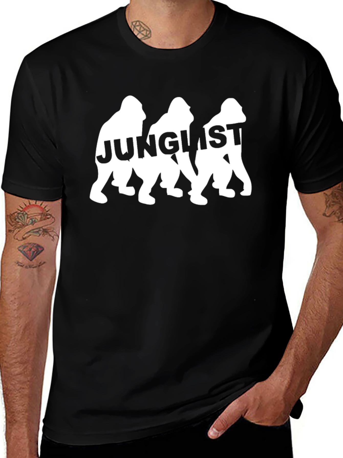 Camiseta Negra Junglist Gorila Estampado